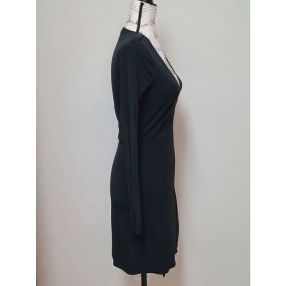 BANANA REPUBLIC Black Stretch Long Sleeve Belted Wrap Dress Size XS - Picture 7 of 15